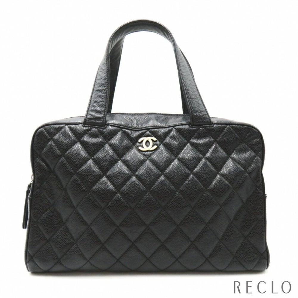Chanel handbag black caviar grained calfskin gold